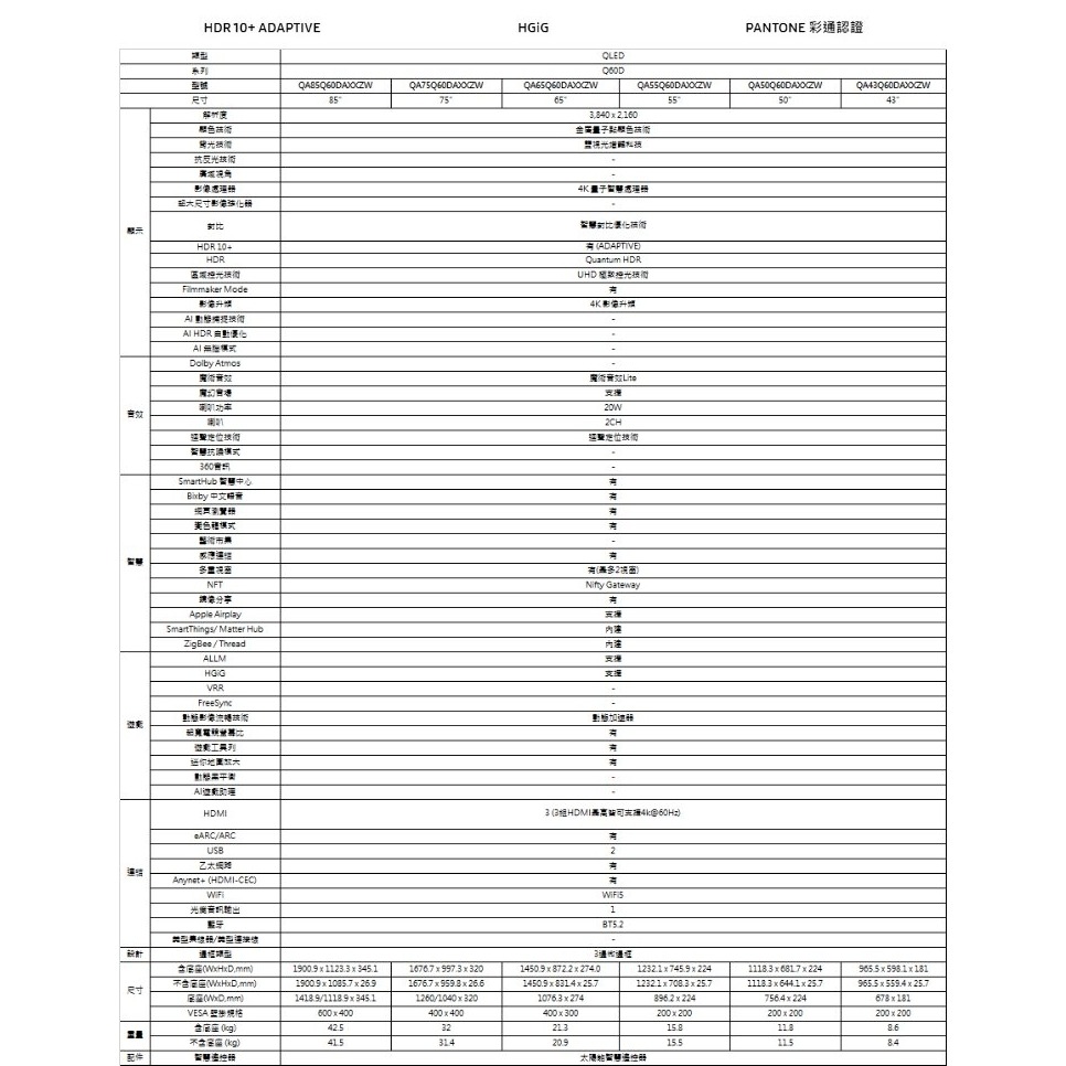 三星【QA50Q60DAXXZW】50吋4K連網QLED智慧顯示器(含標準安裝)(7-11商品卡2100元)-細節圖6