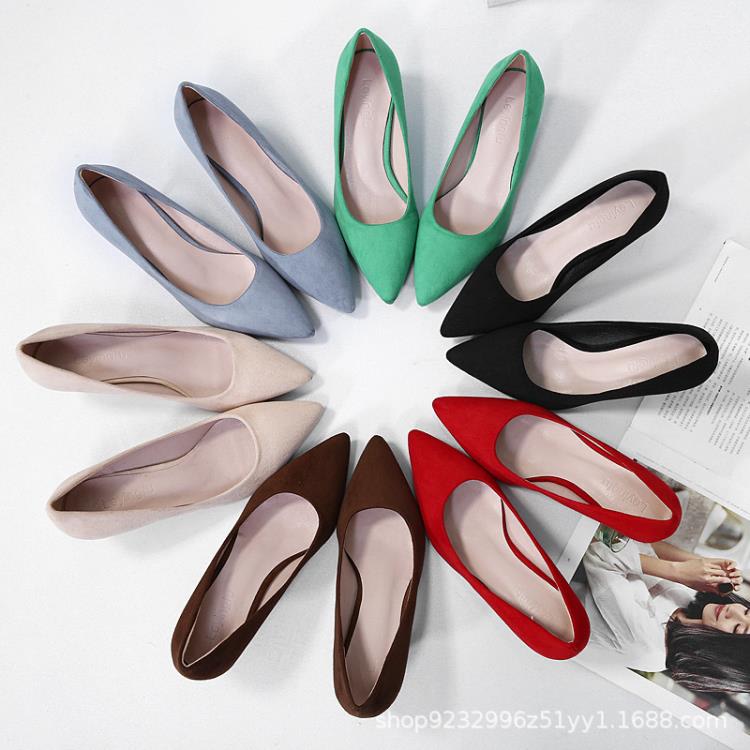 高跟鞋 貓跟單鞋女2023新款尖頭黑色職業工作小清新鞋女細跟紅色婚鞋-細節圖6