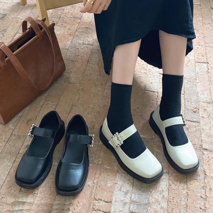 娃娃鞋 日系鞋子女2023年新款秋季方頭平底小皮鞋復古仙女風瑪麗珍鞋-細節圖2