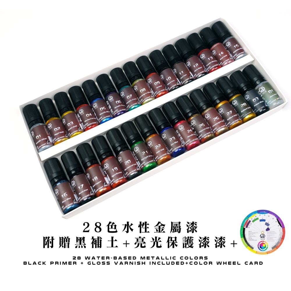 [那間店]九五二漆 9527 筆塗 機甲色套裝 MEC01~27 MEC28~54 金屬色套裝 ML01~28-規格圖4