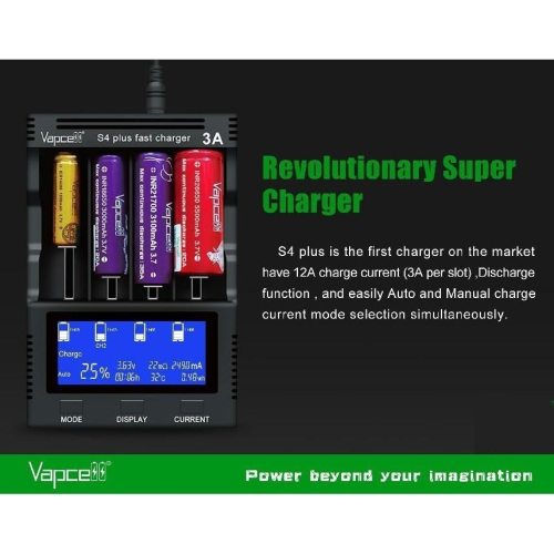 瘋火輪@ Vapcell S4plus S4+ 超級充電器 容量內阻檢測 修復 可充帶保護板 21700 26650