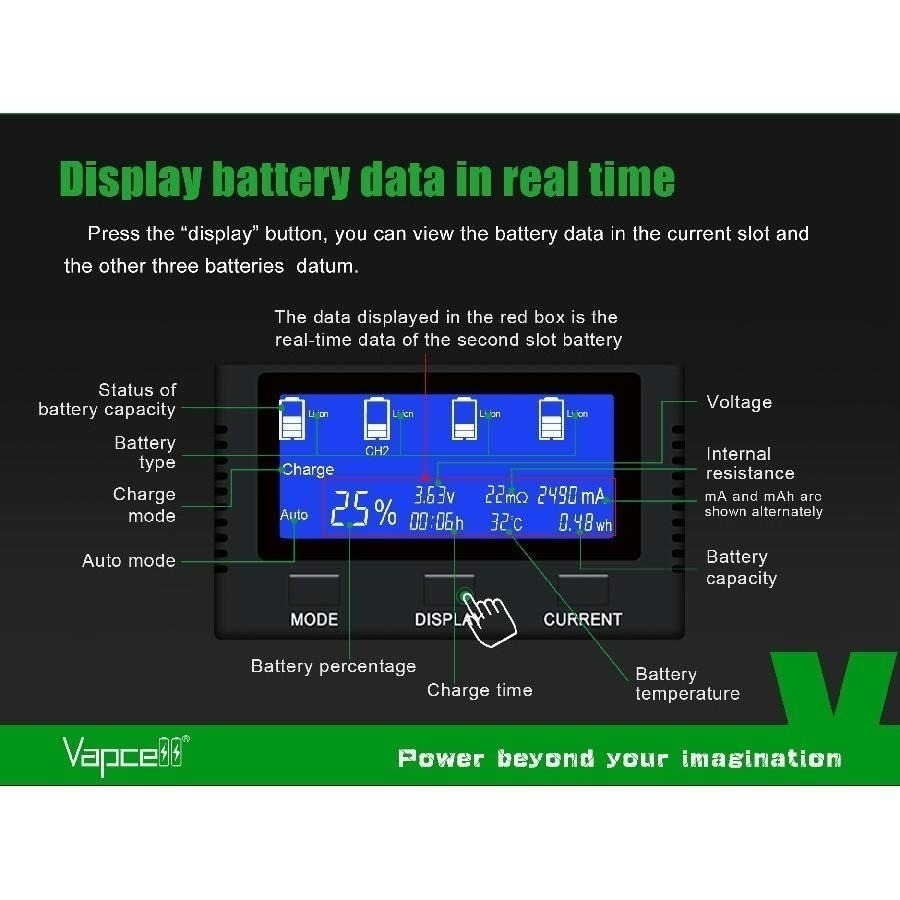 瘋火輪@ Vapcell S4plus S4+ V3 超級充電器 容量內阻檢測 修復 可充帶保護板21700 26650-細節圖8