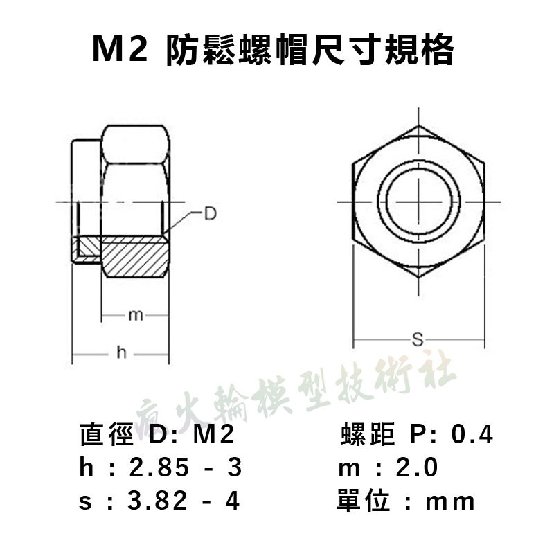 瘋火輪@ 四驅車軌道車 M2 防鬆螺帽 鋼質 [不鏽鋼] 止滑螺帽 防鬆螺母 止滑螺母-細節圖2