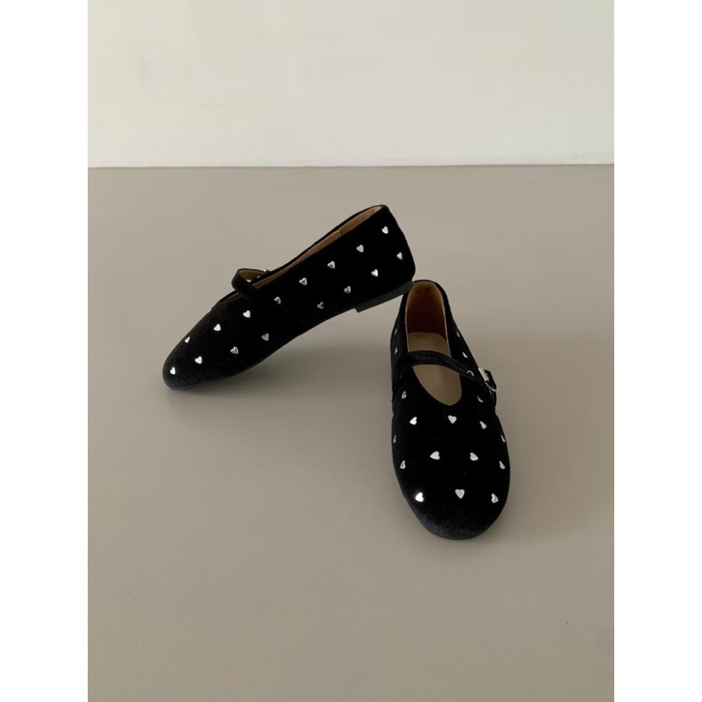 // HANLISHA🇰🇷韓國代購 // 東大門代購 韓國人氣平底鞋 愛心卯釘絨布瑪麗珍鞋-細節圖2