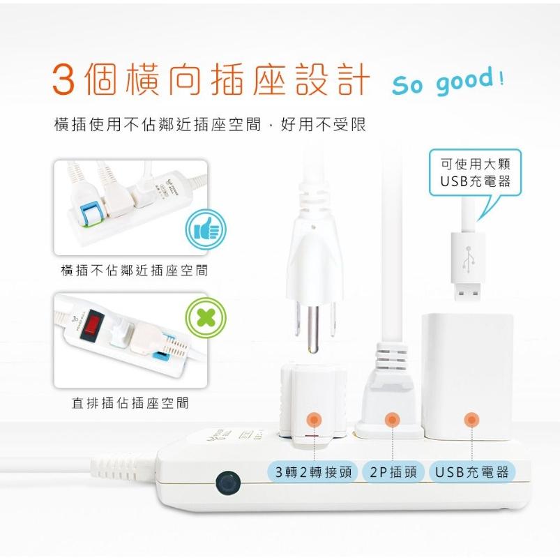 【聖岡科技Dr.AV】NS-203炫彩橫向3插2P延長線 新安規 NS-203炫彩橫向3插2P延長 4/6/9/15尺-細節圖3