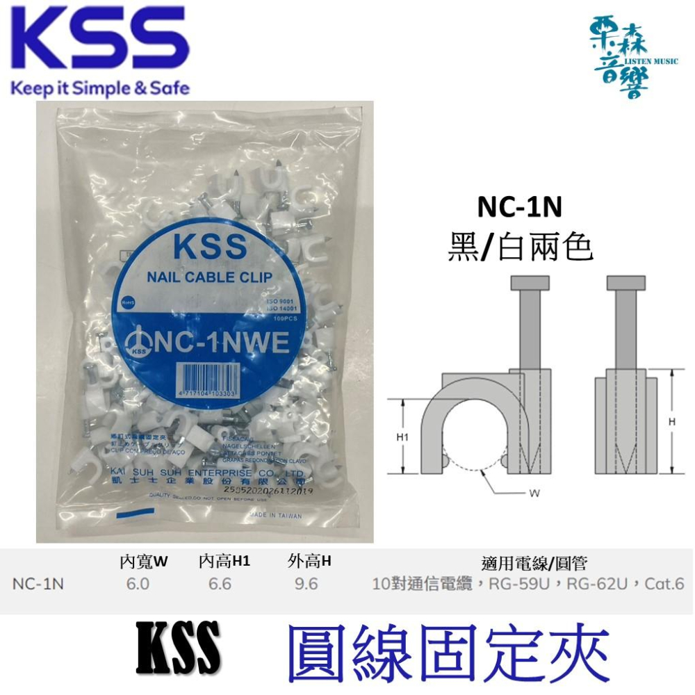 KSS 電纜固定夾 線夾 水管夾 電纜 NC NF線夾 白色 灰色 白扁線夾 固定器 固定座 1N-4N NF2.0-細節圖2