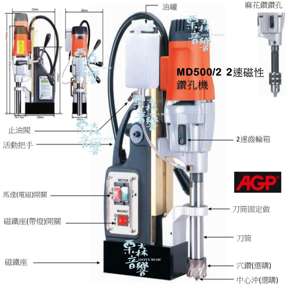 【AGP】免運 MD500/2  2速磁性鑽孔機 優惠價私訊-細節圖2