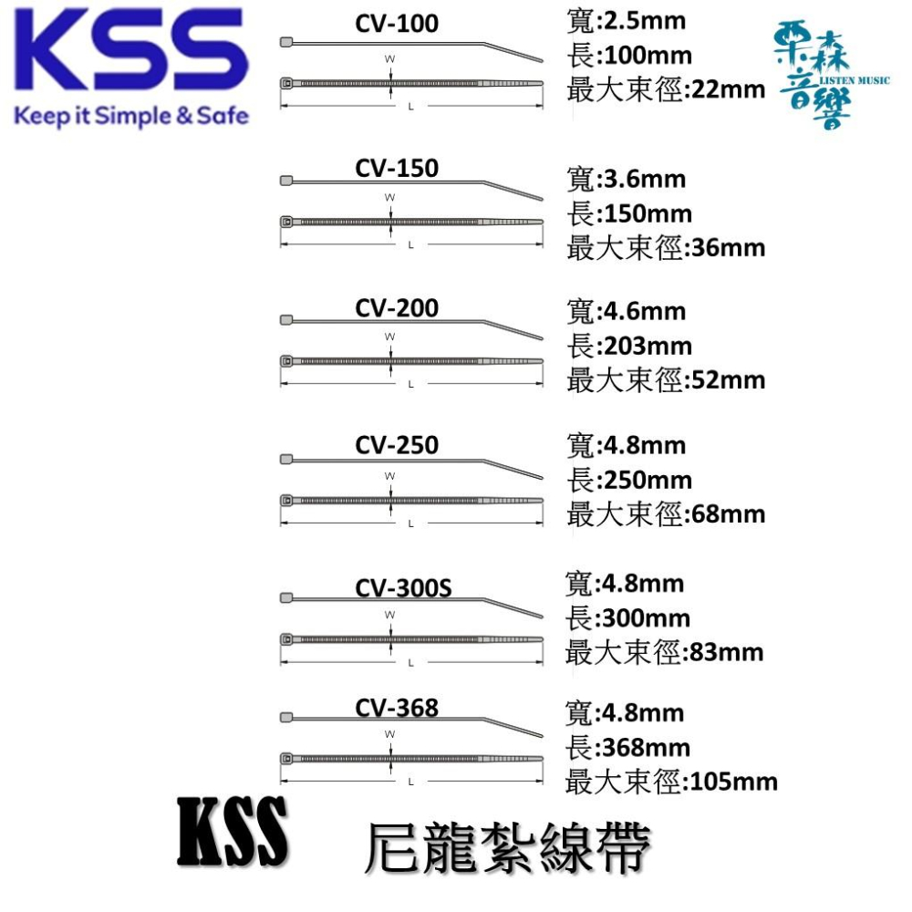 KSS 尼龍束帶/紮線帶/束線帶/束帶/水電/水電/凱士士 CV-100 CV-150 CV-200-細節圖2