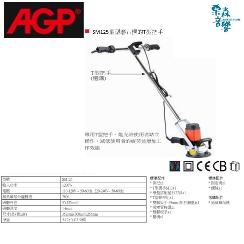 AGP【含稅 免運 實體店】 SM125 水泥研磨機 磨牆機 磨石機  研磨機 牆壁研磨 地板研磨 吸塵器-細節圖3