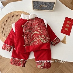 Baby_Shop童裝世界 平價童裝 嬰幼兒童 過年系列唐裝棉服兩件套裝
