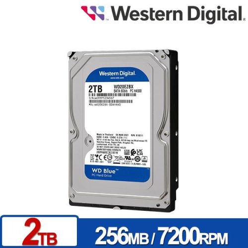 WD 藍標 2TB 3.5吋SATA硬碟 WD20EZBX 內接硬碟 PC專用硬碟
