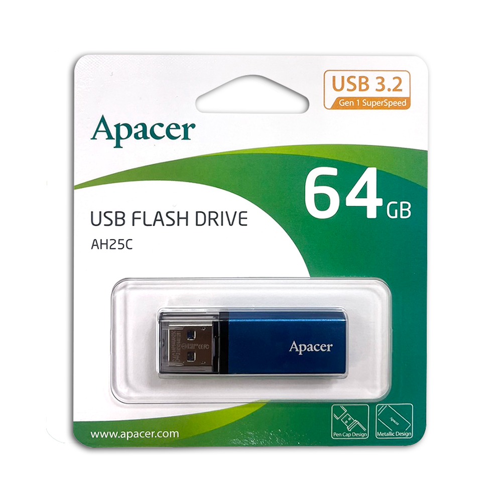 【現貨】Apacer 宇瞻 AH25C USB3.2 Gen1 64G 隨身碟 行動碟 (海洋藍)-細節圖2