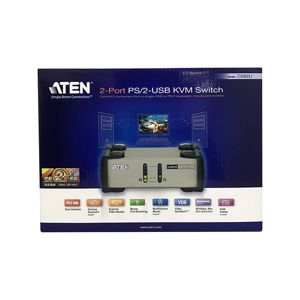 【預購】ATEN CS82U 2埠PS/2-USB VGA KVM多電腦切換器-細節圖4