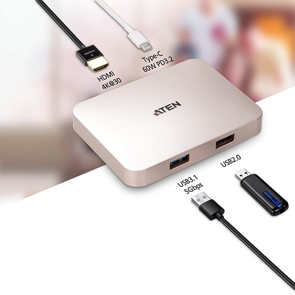 【預購】ATEN UH3235 USB-C 4K 攜帶型充電擴充基座-細節圖3