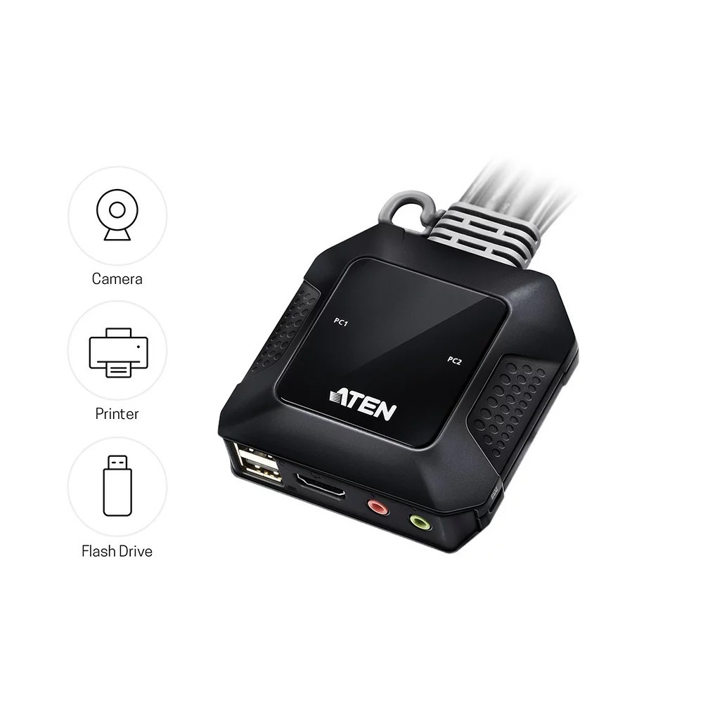 【預購】ATEN CS22H 2埠USB 4K HDMI帶線式KVM多電腦切換器 (外接式切換按鍵)-細節圖6