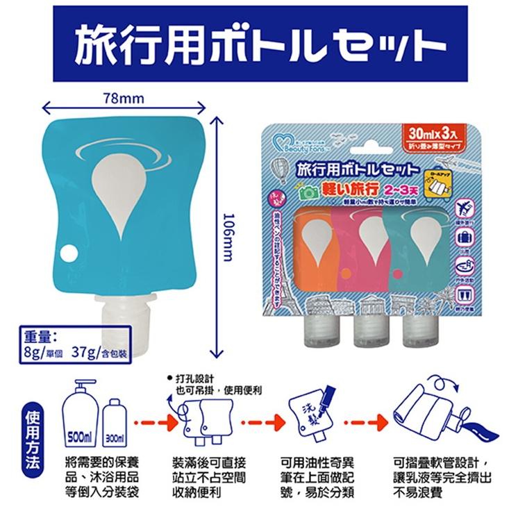 Beauty Fans~旅行分裝袋 30mlX3入  90mlX2入 兩種規格 空瓶旅行收納-細節圖3