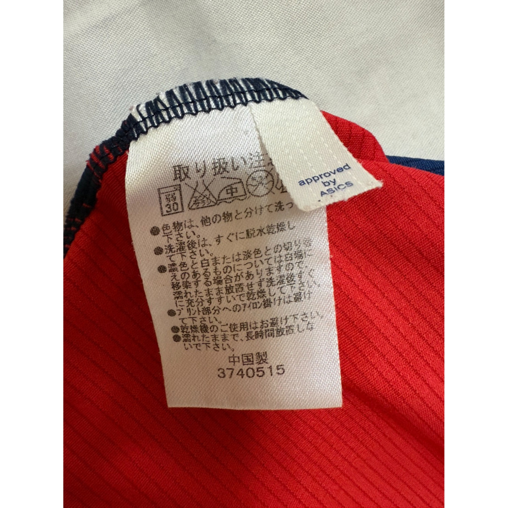 二手特惠出清~ ASICS 亞瑟士 F4 男款騎行服/長袖運動上衣/腳踏車車衣/男款自行車服飾(紅色)。-細節圖4