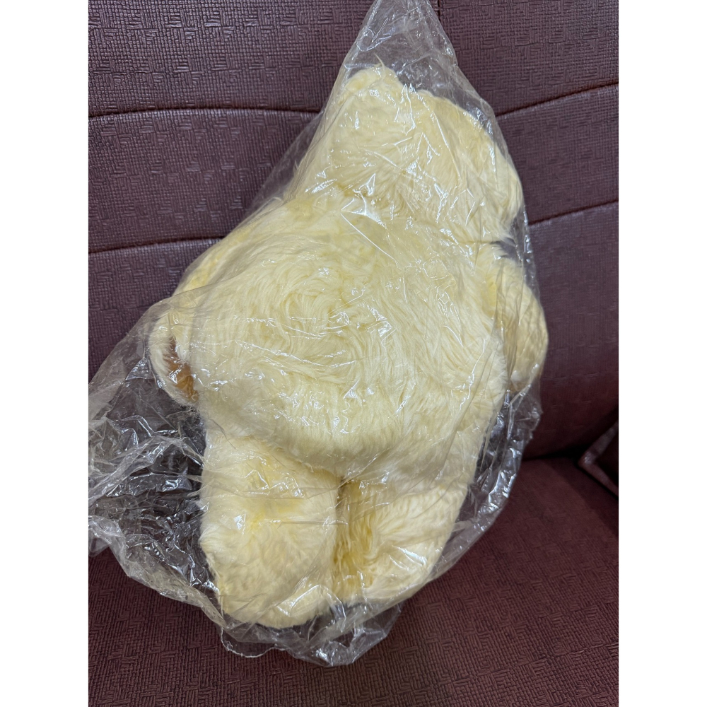 【全新未拆封】金富玩具 經典長毛泰迪熊 45cm 奶油米黃 藍色領結 絨毛玩偶/抱枕/情人節生日禮物/交換禮物-細節圖3