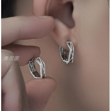 小蘇飾品 | 耳環 | 純銀 s925 銀針 耳釘男 高級感耳環 小眾i ns潮情侶潮流個性女單只耳飾2023 定情耳環-細節圖4