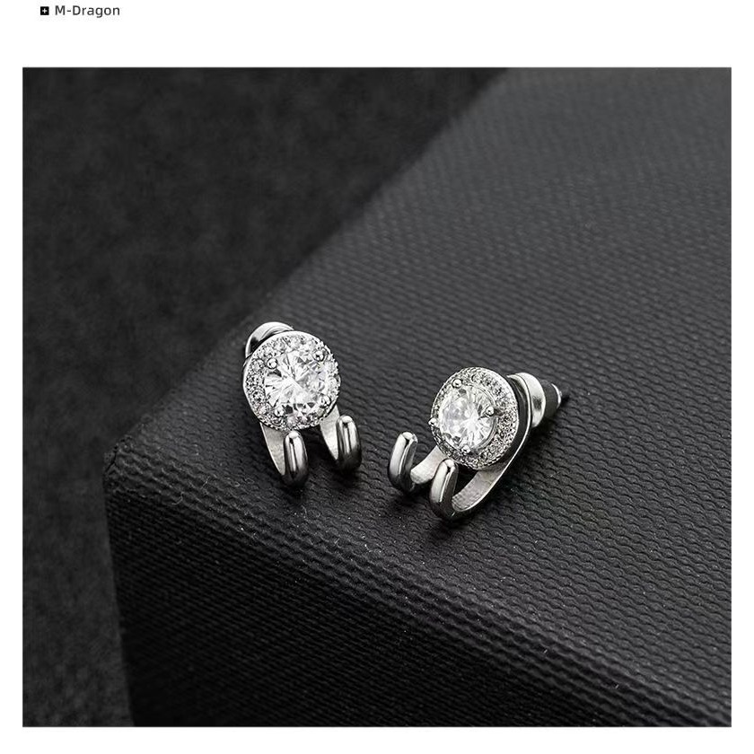 小蘇 S925銀耳釘 男輕奢滿鑽鋯石 個性男士耳環潮 單只 男簡約風 夜店風耳環 單個-細節圖3