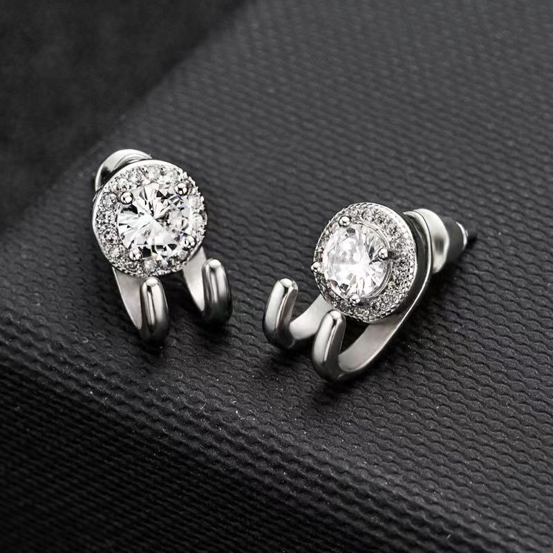 小蘇 S925銀耳釘 男輕奢滿鑽鋯石 個性男士耳環潮 單只 男簡約風 夜店風耳環 單個-細節圖7