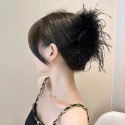明星同款 高級感鴕鳥毛 大號羽毛抓夾 女2023新款後腦勺髮夾 鯊魚夾子 毛毛髮卡 羽毛髮夾 130cm-規格圖6
