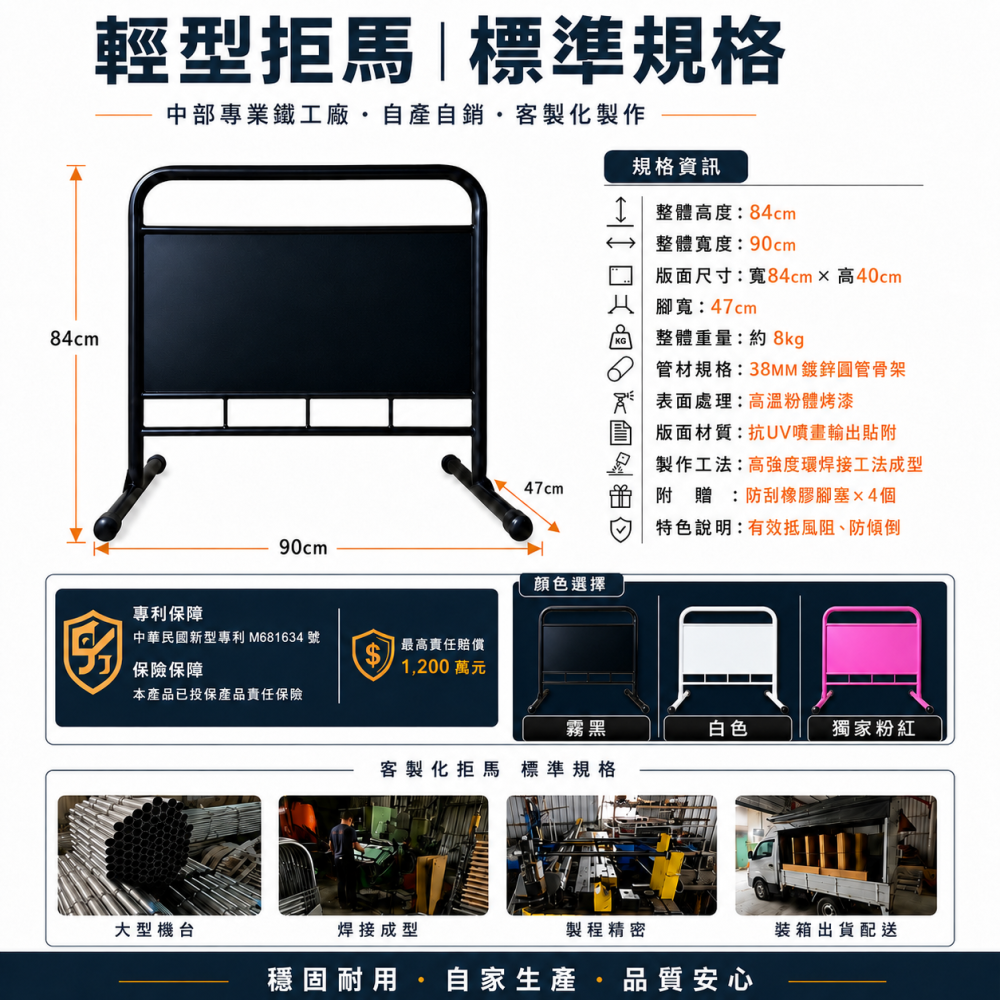 「最穩固的輕型拒馬」【自家工廠自產自銷】 | 品質有保障 | 免費排版 | 大台中市區免運  |請勿停車 |-細節圖2