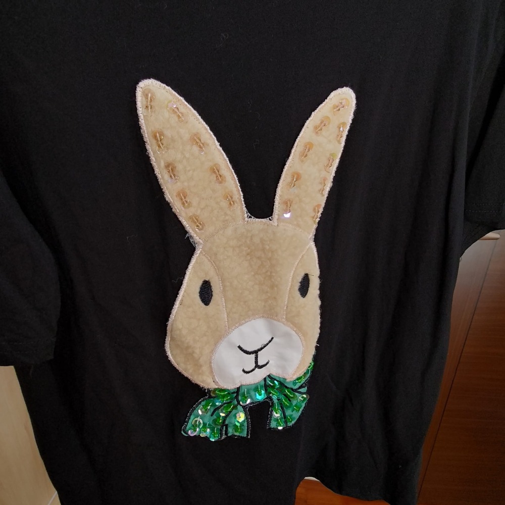 兔兔圖案短袖棉T-細節圖2