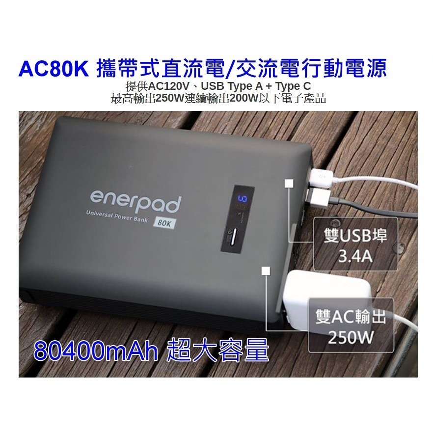 enerpad AC80K 攜帶式直流電/交流電行動電源 80400mAh超大容量 ~台灣製-細節圖11