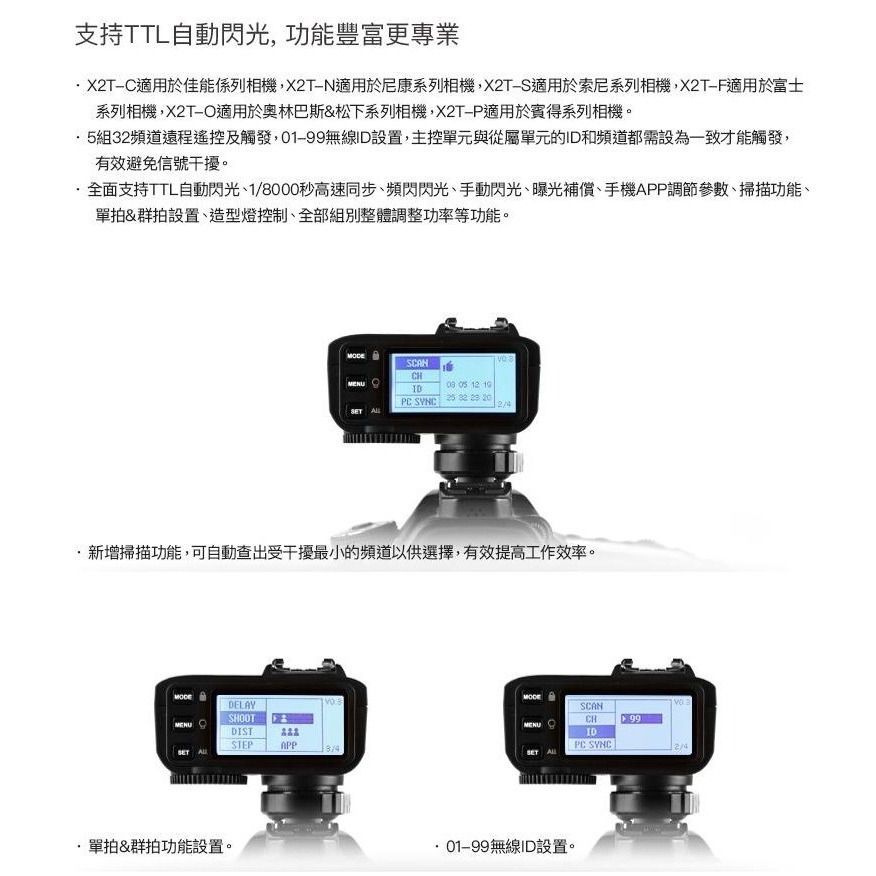 富豪相機 神牛Godox X2TX-S 閃光燈無線電TTL 引閃發射器 X2T~開年公司貨-細節圖5