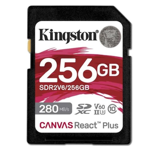 金士頓 SD256GB Canvas React Plus V60 280M/SG記憶卡 4K UHS-II