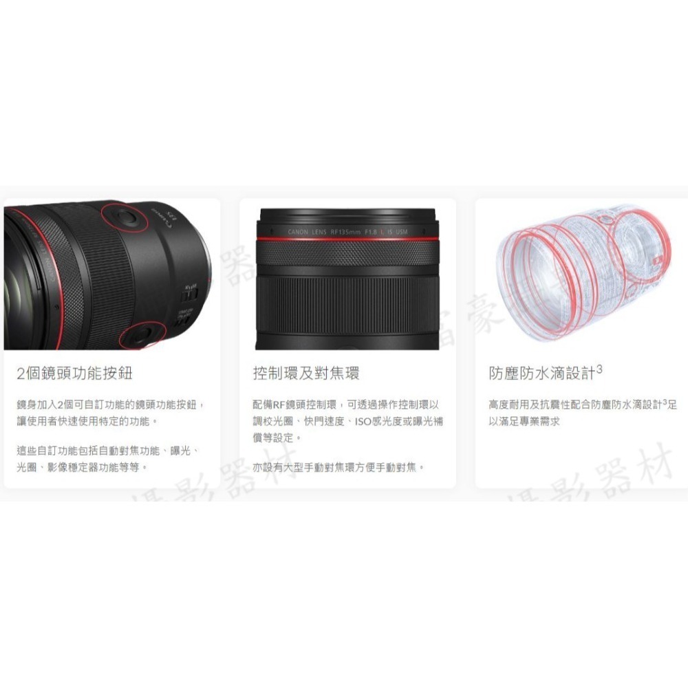 [現折9仟] CANON RF135mm f/1.8L IS US相機鏡頭 光圈F1.8 人像定焦鏡~至114/6/30-細節圖7