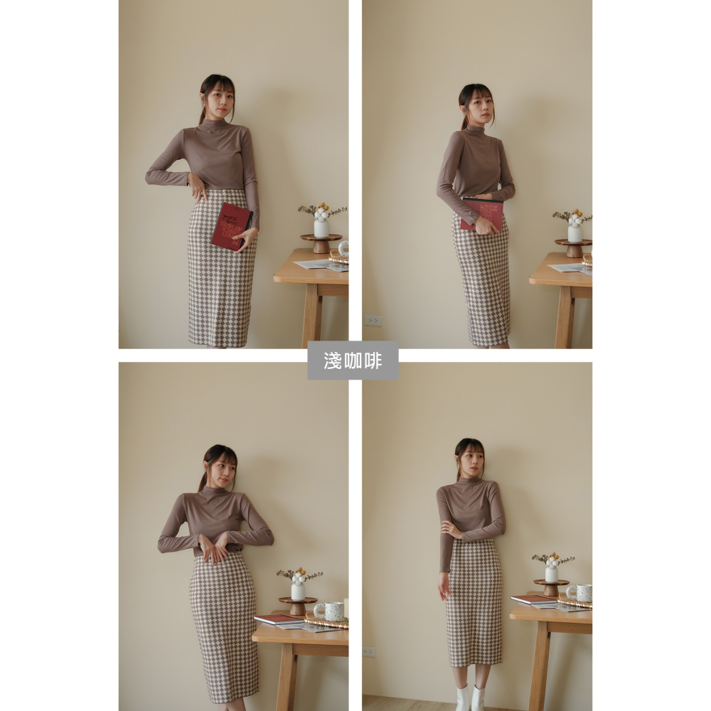 【Our Studio】秋日溫柔半高領長袖上衣 白色 杏色 淺咖啡色 巧克力色 泰奶色 芥末綠色 麻灰色 黑色(現貨)-細節圖8