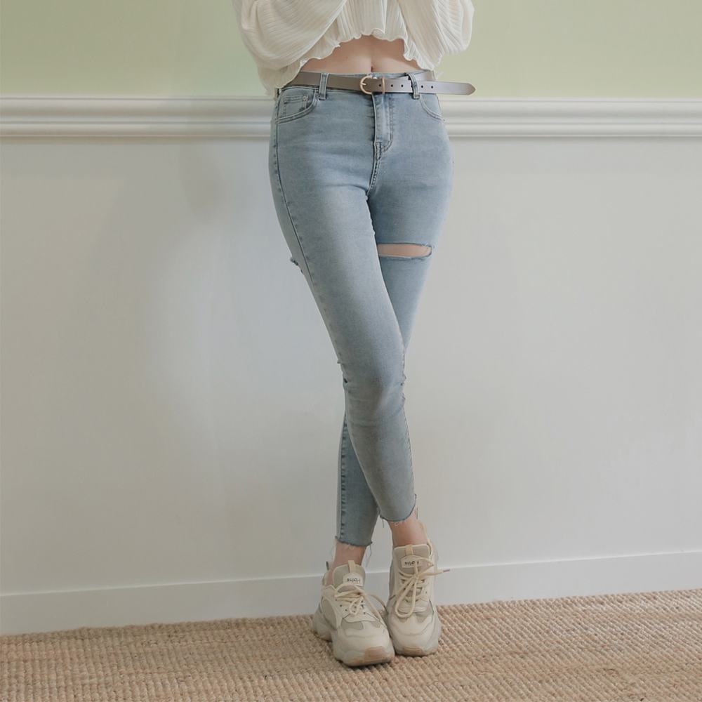 【Our Studio】前後割破牛仔長褲(現貨)-細節圖3