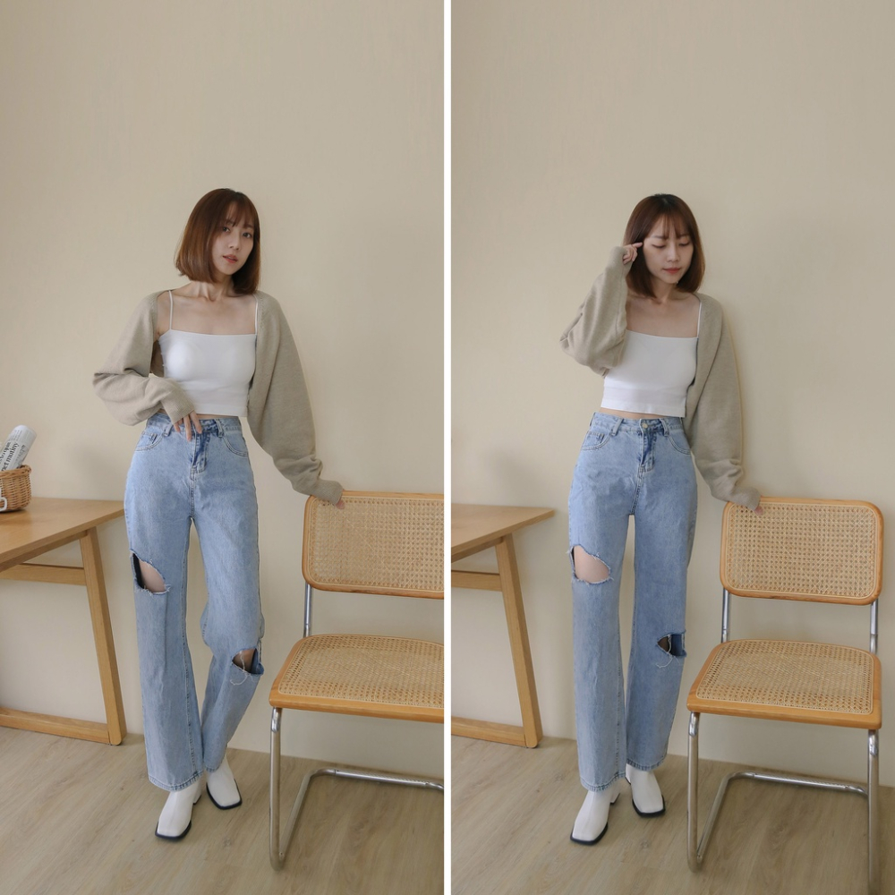 【Our Studio】溫柔色慵懶披肩短版罩衫 奶油綠色 可可色(現貨)-細節圖6