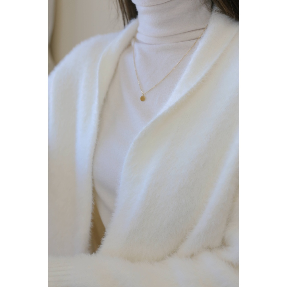 【Our Studio】優雅毛料開衫長版大衣 奶茶色 米白色(現貨)-細節圖4