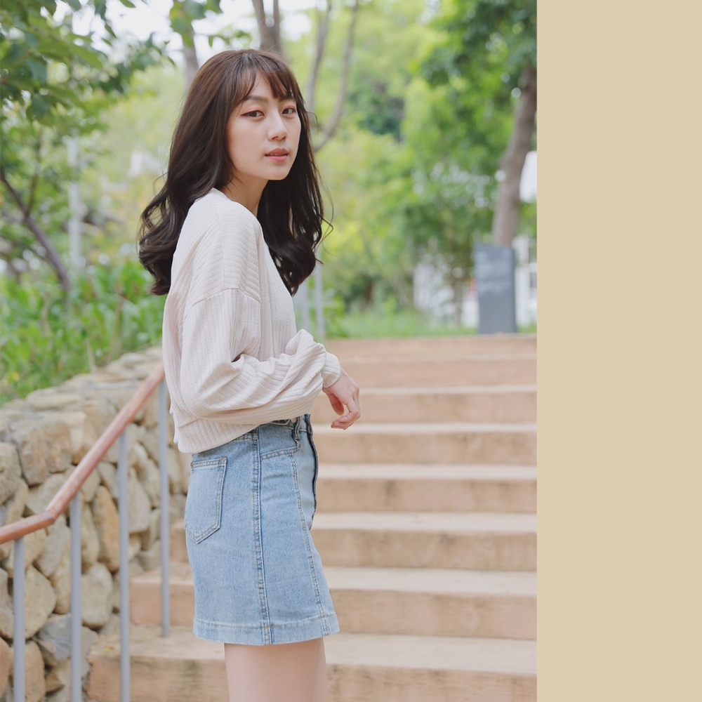 【Our Studio】短版燈籠袖針織上衣 杏色 卡其色 薑黃色 磚紅色(現貨)-細節圖6