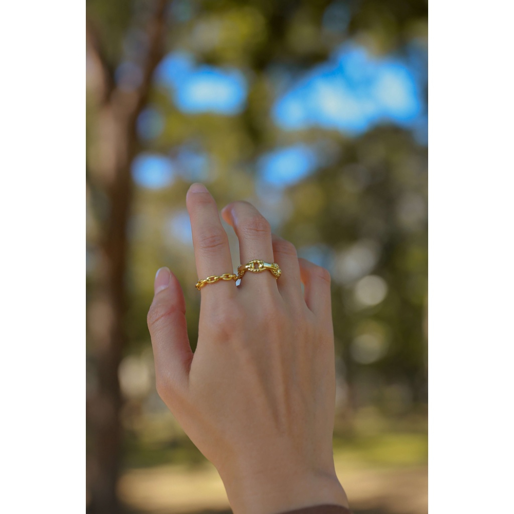 【Our Studio】鎖鏈兩件組戒指 金色(現貨)-細節圖4