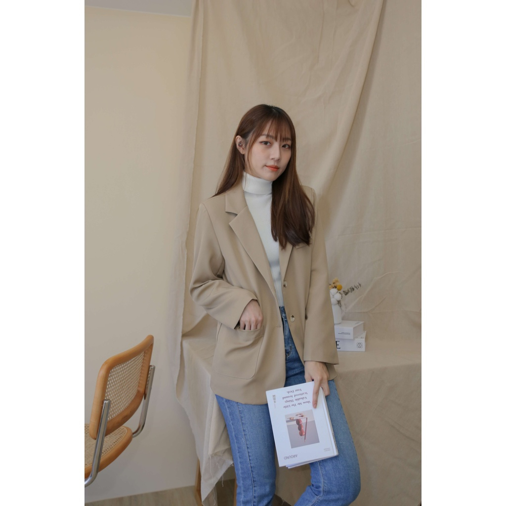 【Our Studio】基本打底高領針織上衣 白色 杏色 駝色(現貨)-細節圖4