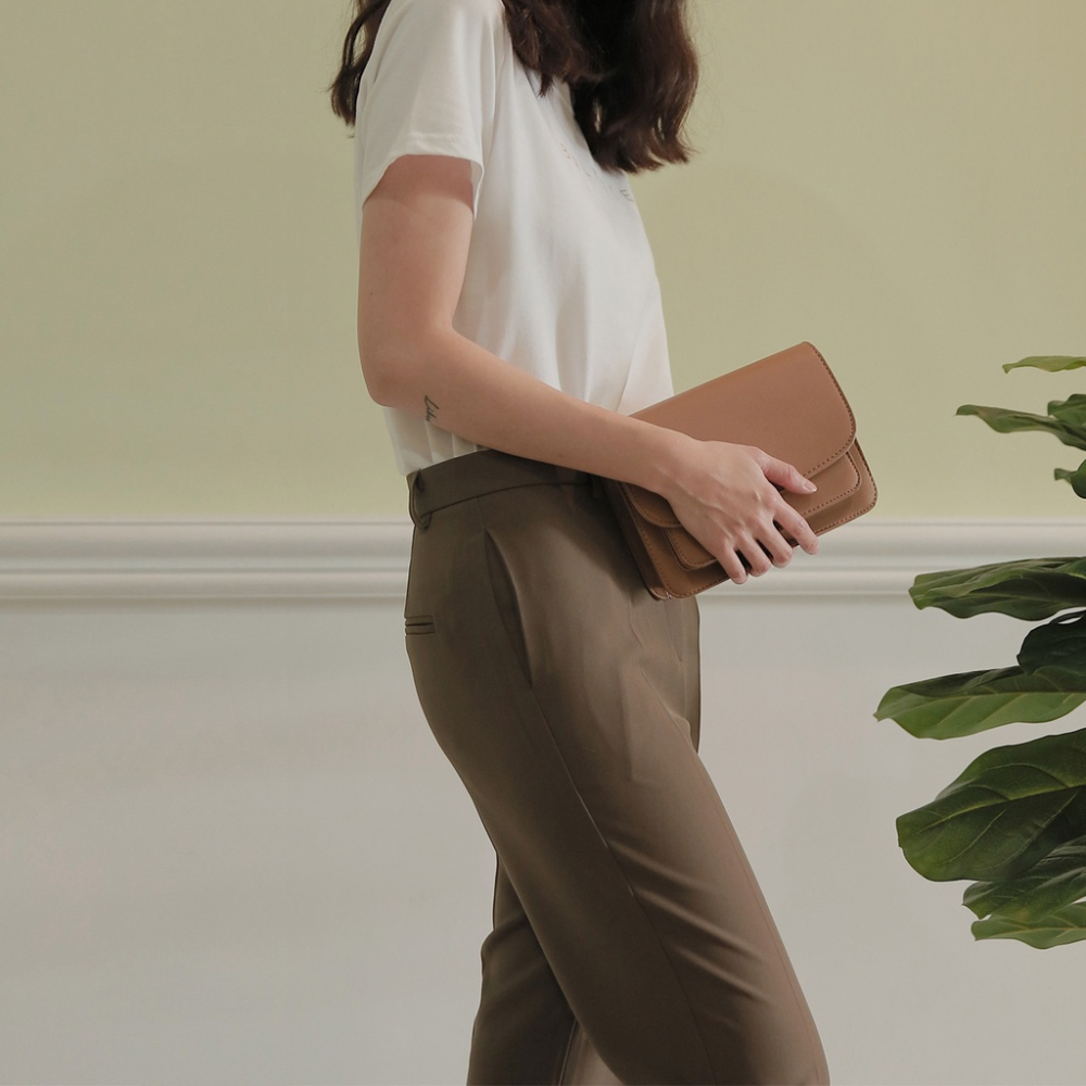 【Our Studio】打摺西裝直筒褲 深咖色(現貨)-細節圖3