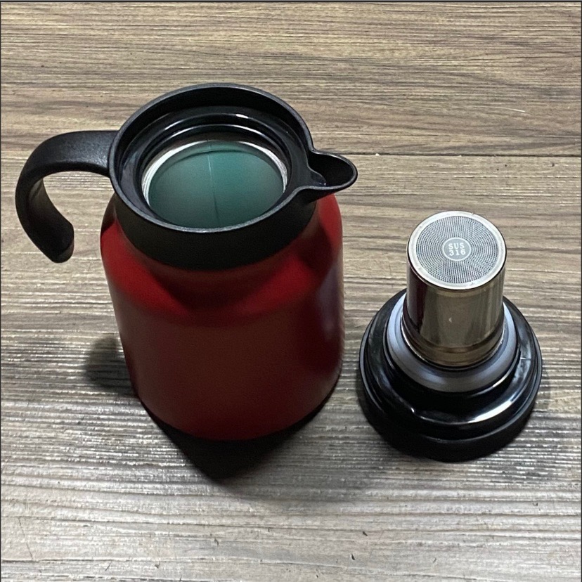 大容量316不銹鋼長效保溫燜茶壺 茶葉與水可分離 泡茶水壺(全新酒紅色）-細節圖2