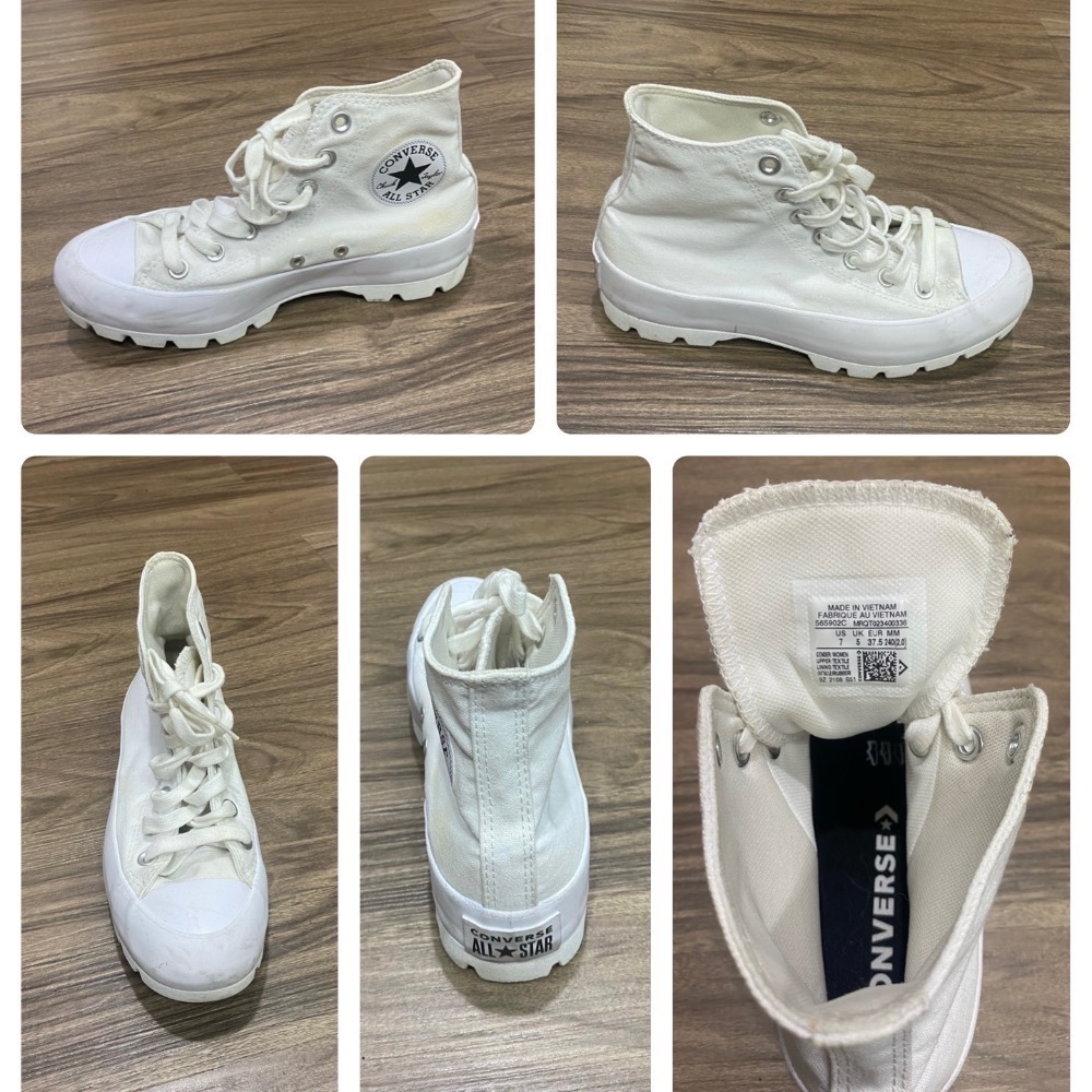 （熱賣款）正品 CONVERSE 休閒鞋 All Star Lugged 白色高筒帆布鞋 鋸齒 厚底 增高 女鞋5659-細節圖9