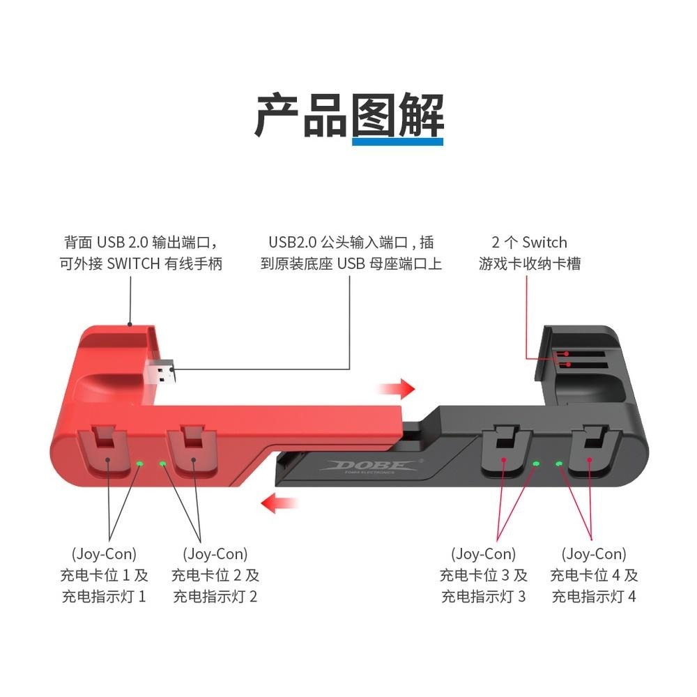【可可電玩】<現貨>DOBE《Switch OLED 6合1 充電底座》JoyCon 充電座 Switch主機座充-細節圖7