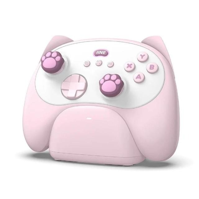 【可可電玩】良值 PC/NS/NS2 喵動 無線手把+充電座+藍芽接收器 PRO手把 無線控制器 可愛 貓咪手把-規格圖1