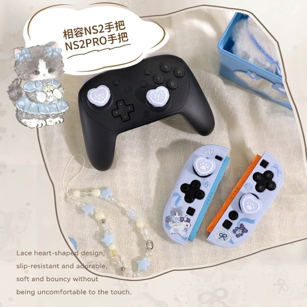 【可可電玩】NS2 Switch2 愛麗絲小貓 蘑菇頭 保護套 搖桿套 搖桿保護套 貓咪 可愛 萌系 女生最愛-細節圖2