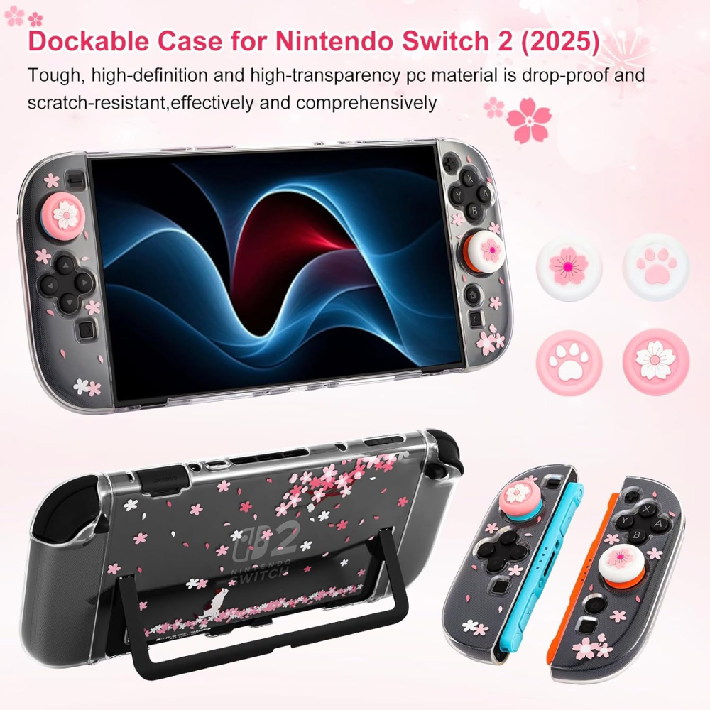 【可可電玩】Switch2 NS2 櫻花粉主機收納包 主機包 全配件含保貼組 保護包 外出包 粉嫩 櫻花 女生 硬殼包-細節圖2
