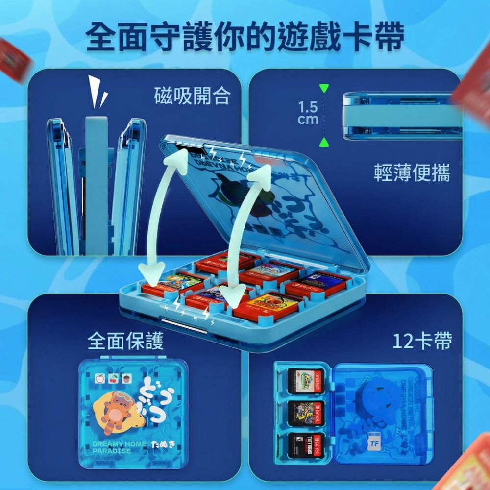 【可可電玩】良值 NS / NS2 遊戲卡盒 海洋 動森 卡帶收納盒 卡盒 透明 藍色 可愛 卡帶盒 卡匣盒-細節圖2