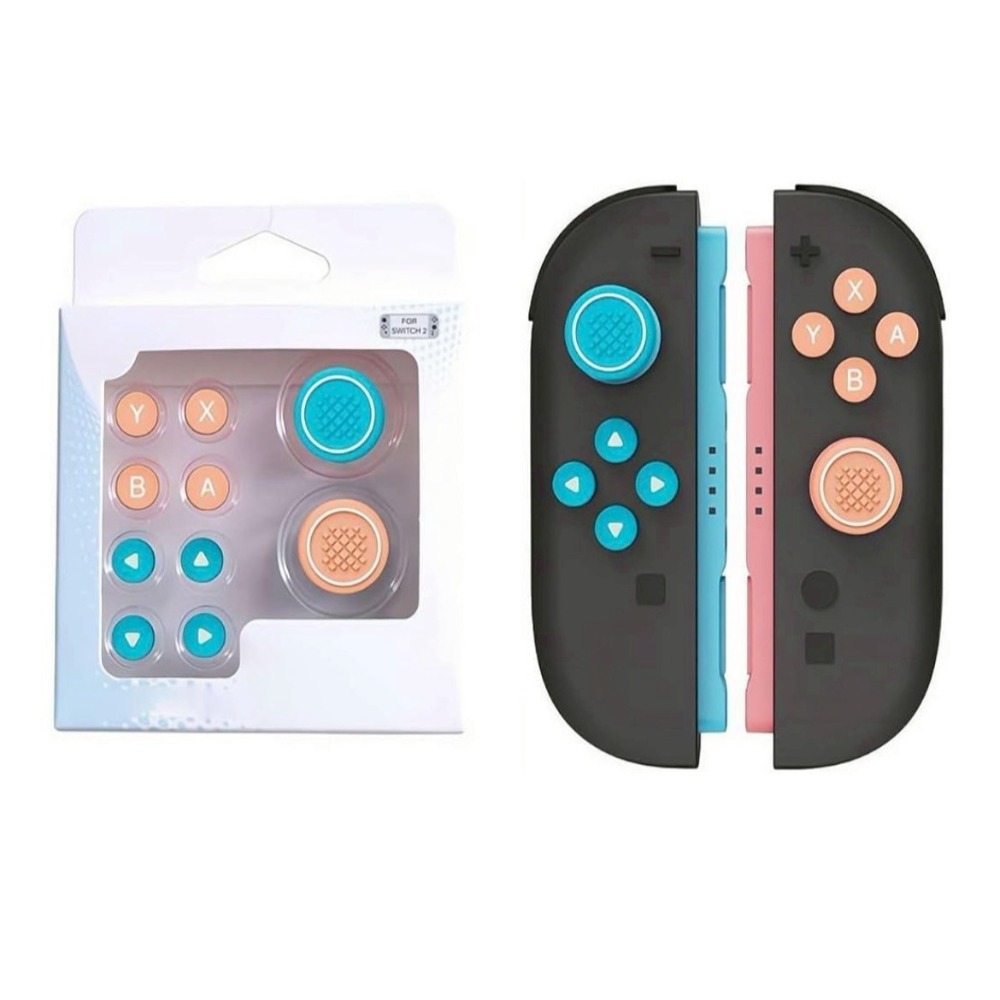 【可可電玩】Switch2 NS2 藍橙 橘藍 粉藍 粉橘 按鈕 蘑菇頭 保護套 十字貼 按鈕貼 Joycon 搖桿帽-規格圖8
