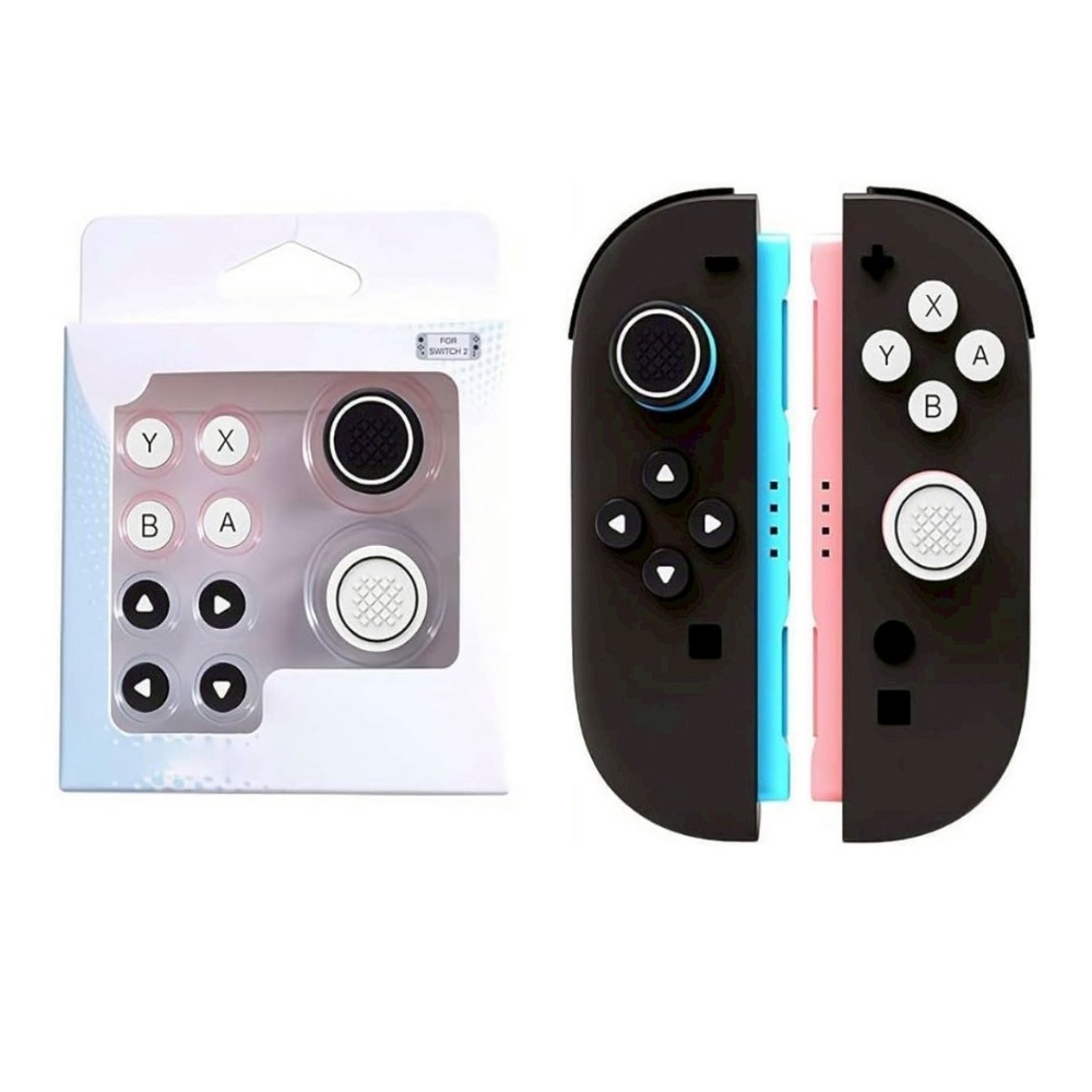 【可可電玩】Switch2 NS2 黑白 簡約 按鈕 蘑菇頭 保護套 十字貼 按鈕貼 搖桿帽-規格圖8