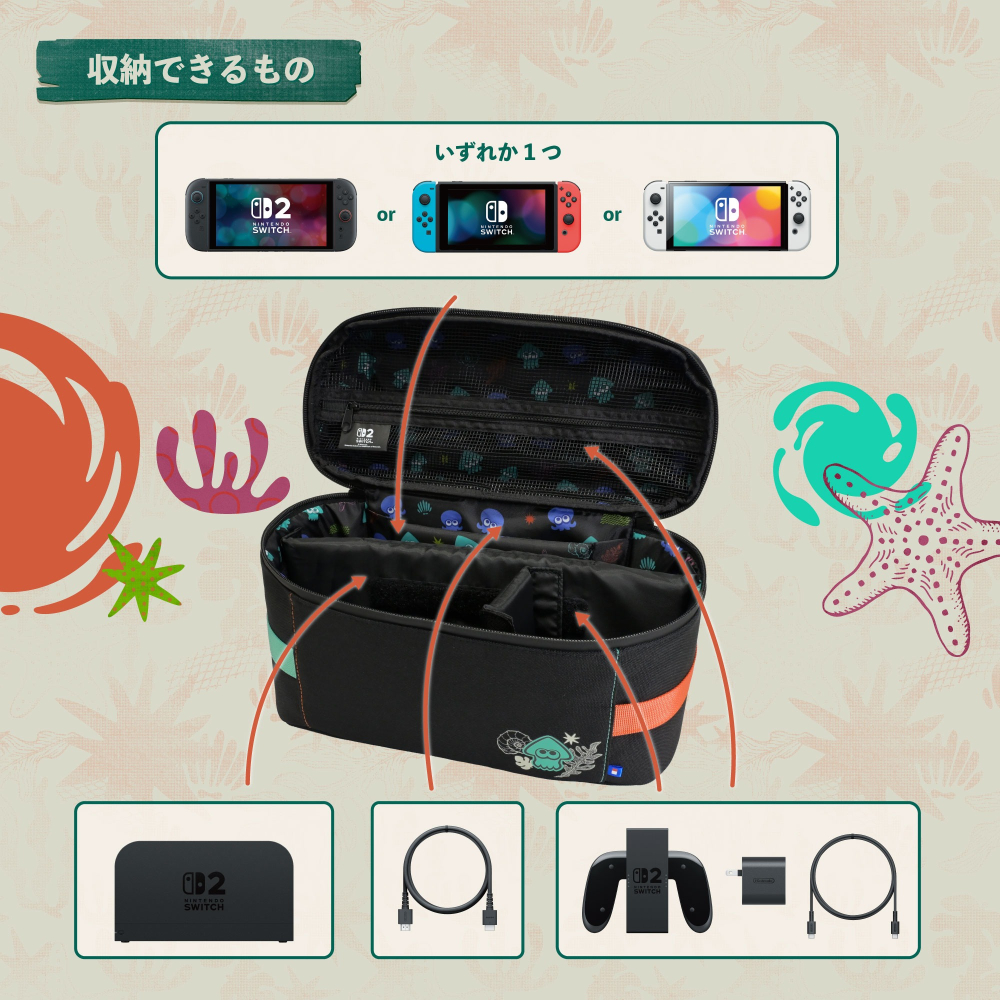 【可可電玩】預購 NS / NS2 HORI 斯普拉遁 塗擊隊 便攜大容量收納包 主機箱 漆彈 大收納包-細節圖3